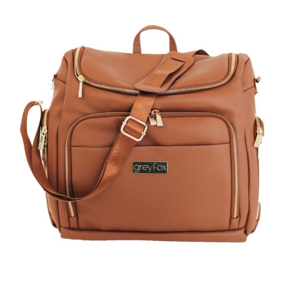 Grey Fox Acorn Diaper Bag Backpack - Vegan Leather